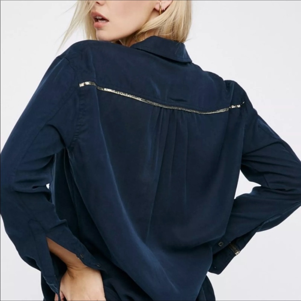 Free People Off Campus Metallic Shirt - Picture 3 of 3